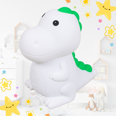 Lampka nocna LED dla dzieci DINOZAUR wielokolorowe światło RGB