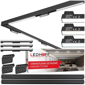 ZESTAW M20 LED 3x Ruchoma lampa punktowa 6W + 3x lampa liniowa 18W 3 BARWY ŚWIATŁA + 2x szyna magnetyczna 1m + łącznik