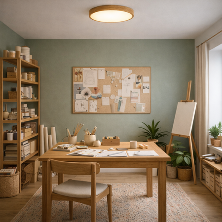 Plafon sufitowy LED 40cm z drewnianym wzorem