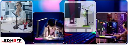 Lampka biurkowa LED do gamingu czarna 5W + światło RGB