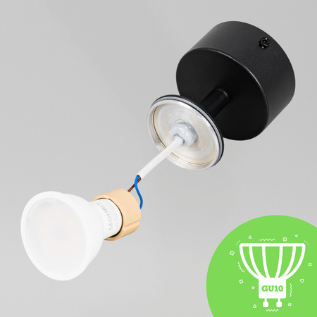 Kinkiet sufitowy pojedynczy SPOT GU10 czarny wodoodporny
