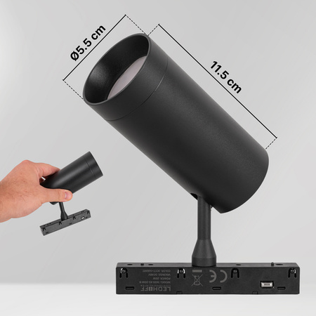 ZESTAW M20 LED 3x Lampa punktowa SPOT 20W 3 BARWY ŚWIATŁA + szyna magnetyczna 1m