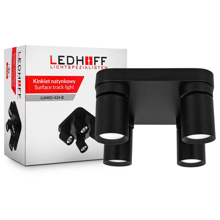 Kinkiet sufitowy kwadrat poczwórny Spot GU10 czarny