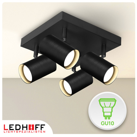 Lampa sufitowa Kinkiet poczwórny kwadrat GU10 czarny LINEA