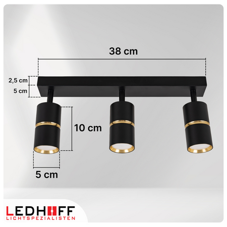 Kinkiet sufitowy Lampa potrójna SPOT GU10 czarna złota
