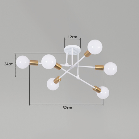 Lampa sufitowa biało-złota metalowa E27 ozdobna 6-punktowa Trinity