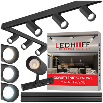 ZESTAW M20 LED 6x Lampa punktowa SPOT 12W 3 BARWY ŚWIATŁA + 2 x szyna magnetyczna 1m + łącznik