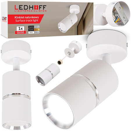 Kinkiet sufitowy pojedynczy SPOT GU10 biały srebrny