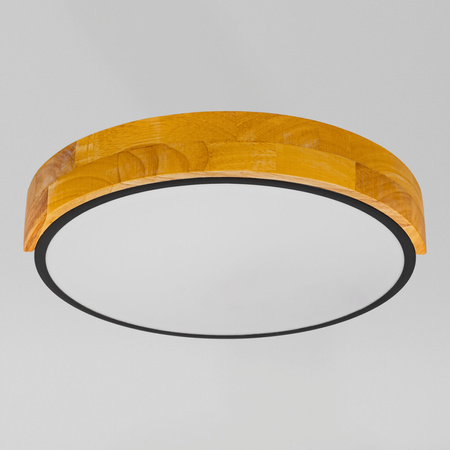 Plafon sufitowy LED czarny metal + DREWNO 30cm WOODLINE