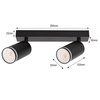 Kinkiet sufitowy podwójny Spot GU10 czarny