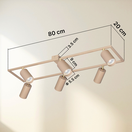 Lampa sufitowa Kinkiet 6x GU10 prostokąt beżowy kaszmirowy LUMIO