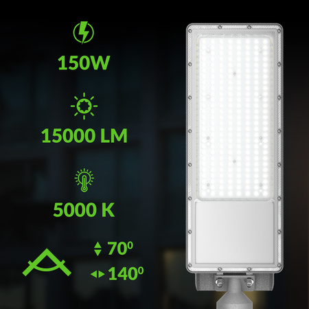Lampa uliczna LED wodoodporna 150W 16500lm światło neutralne 5000K