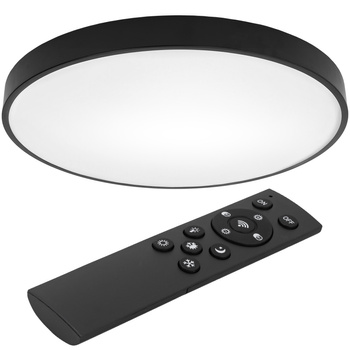 Plafon LED z pilotem Lampa sufitowa czarna ściemniana 3 barwy światła 60cm