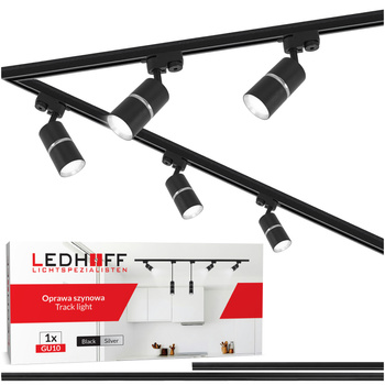 Oświetlenie szynowe czarny srebrny 5x lampa GU10 szyna 3m