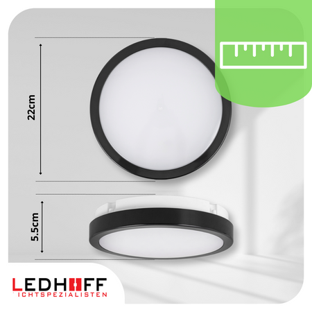 Plafon LED Lampa sufitowa 22cm 3 barwy światła IP65 czarna