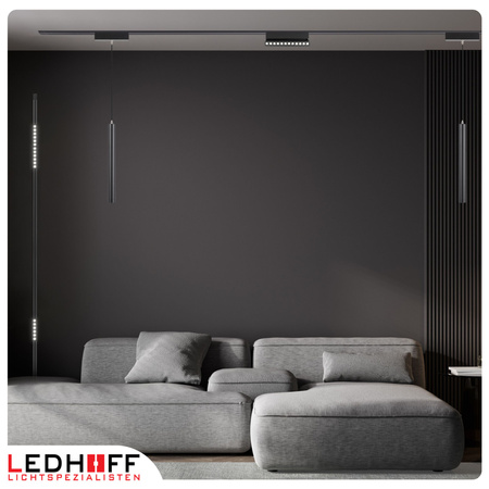 Oświetlenie szynowe magnetyczne ZESTAW 2x listwa 1m + 5x lampa wisząca TUBA LED czarna