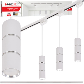 Oświetlenie szynowe biały srebrny 3x lampa wisząca 100cm GU10 szyna 1m