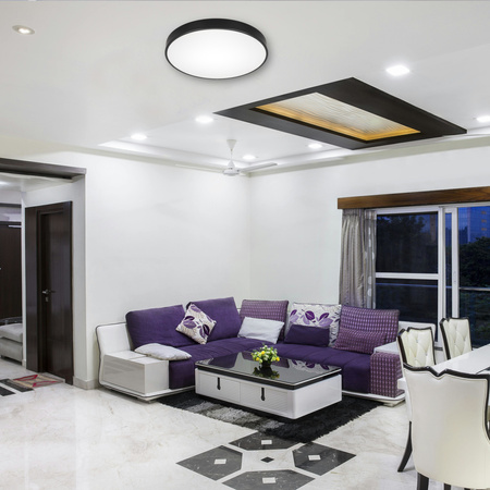 Plafon LED z pilotem Lampa sufitowa czarna ściemniana 3 barwy światła 50cm