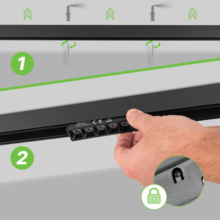 Lampa soczewkowa punktowa LED do szyny magnetycznej M20 6W 11cm czarna 3 BARWY ŚWIATŁA