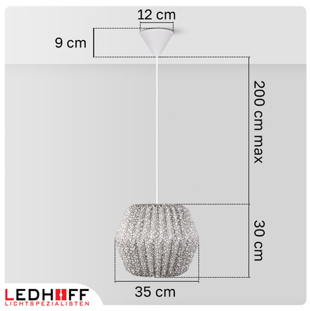 Lampa wisząca kula biała szara papierowa E27 do sypialni pokoju KWIATY