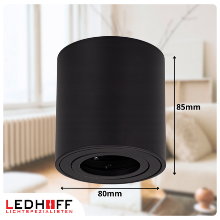 Oprawa sufitowa natynkowa Tuba GU10 okrągła czarna