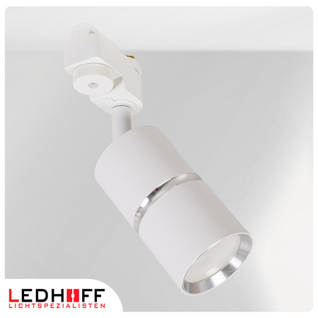 Reflektor szynowy biały srebrny GU10 lampa na szynoprzewód