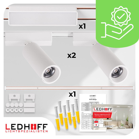 Oświetlenie szynowe magnetyczne ZESTAW listwa 1m + 3x reflektor LED