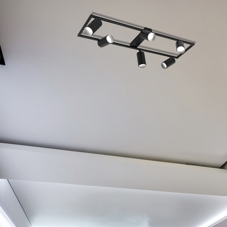 Kinkiet sufitowy Lampa 6x GU10 SPOT czarny duży prostokąt QUADRO