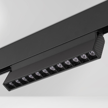 ZESTAW M20 2x Ruchoma lampa soczewkowa punktowa LED 12W 22cm czarna 3 BARWY ŚWIATŁA + szyna magnetyczna 1m