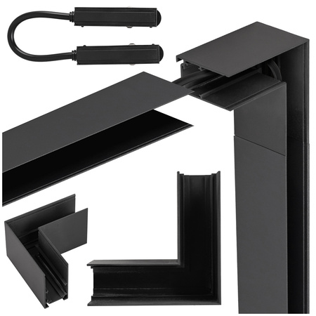 Łącznik poziomy do szyny magnetycznej M20 złączka zasilająca kątowa czarna