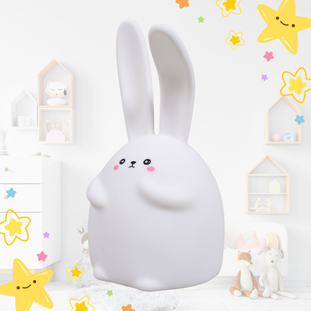 Lampka nocna LED dla dzieci KRÓLIK wielokolorowe światło RGB miękki silikon
