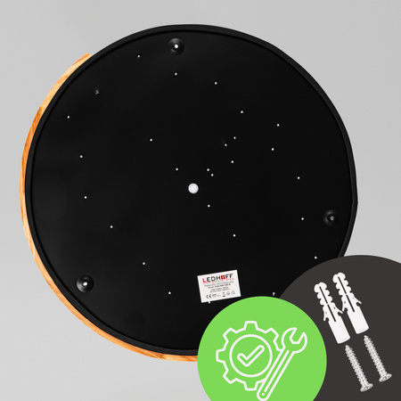 Plafon sufitowy LED czarny metal + DREWNO 50cm WOODLINE