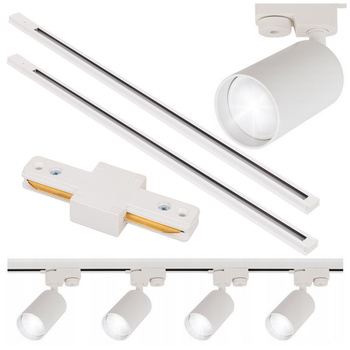 Oświetlenie szynowe białe 4x lampa GU10 + 2x szyna 1m