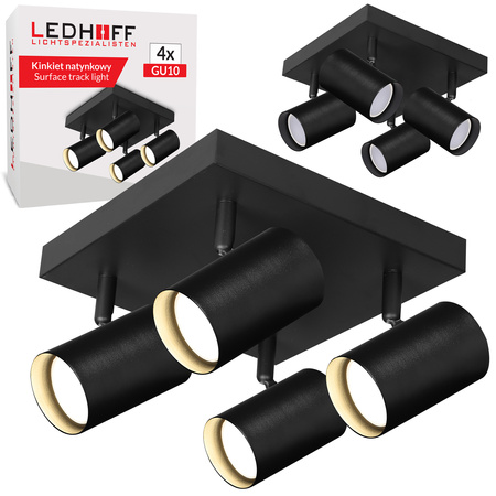 Lampa sufitowa Kinkiet poczwórny kwadrat GU10 czarny LINEA