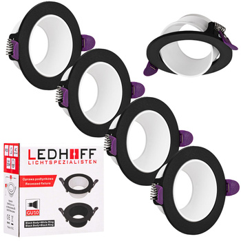 4x Oprawa halogenowa sufitowa podtynkowa GU10 czarno-biała RUCHOMA