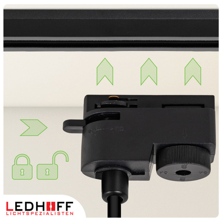 Reflektor szynowy czarny złoty GU10 lampa wisząca 1,5m na szynoprzewód