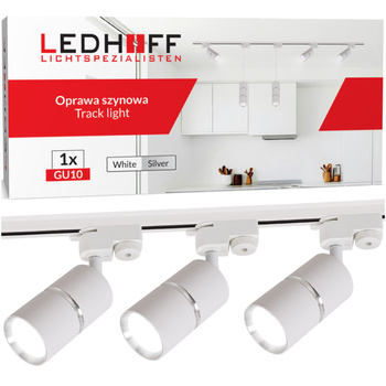 Oświetlenie szynowe biały srebrny 3x lampa GU10 szyna 1m