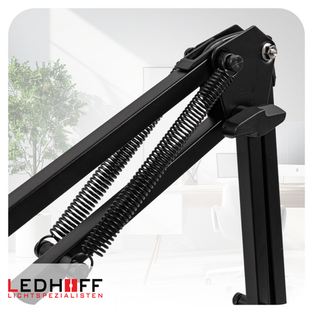 Lampa biurkowa LED czarna 12W z lupą szkłem powiększającym