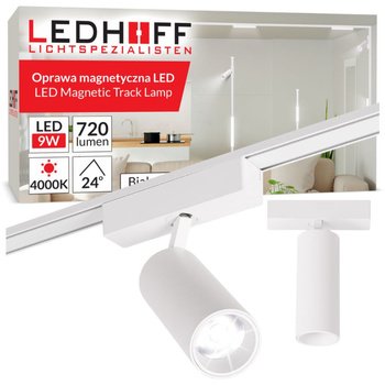 Oprawa magnetyczna reflektor LED lampa na szynoprzewód 9W BIAŁA 4000K tuba