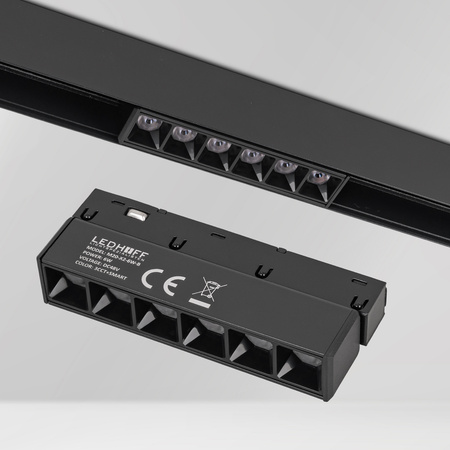 ZESTAW M20 4x Lampa soczewkowa punktowa LED 6W 11cm czarna 3 BARWY ŚWIATŁA + szyna magnetyczna 1m