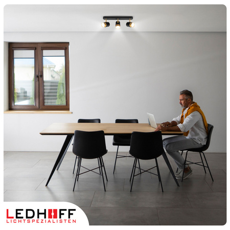 Kinkiet sufitowy potrójny SPOT GU10 czarny złoty