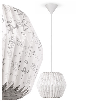 Lampa wisząca kula biała papierowa E27 do pokoju dziecka ZWIERZĘTA