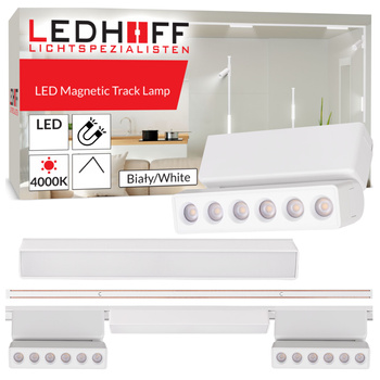 Oświetlenie szynowe magnetyczne ZESTAW listwa 1m + 3x lampa LED BIAŁA