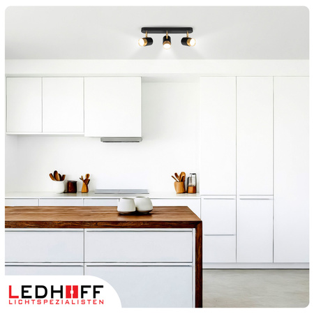 Kinkiet sufitowy potrójny SPOT GU10 czarny złoty