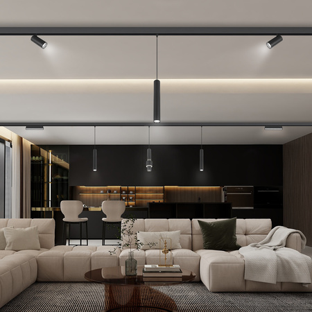 Lampa wisząca sufitowa LED do szyny magnetycznej M20 12W czarna tuba 3 BARWY ŚWIATŁA + kabel