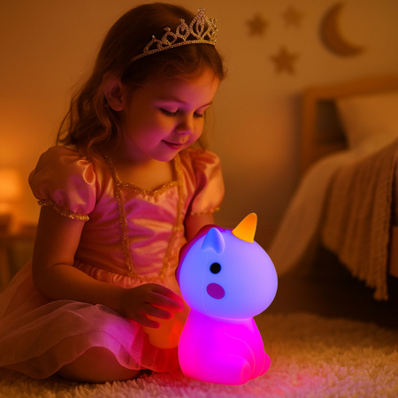 Lampka nocna LED dla dzieci JEDNOROŻEC wielokolorowe światło RGB