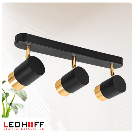 Kinkiet sufitowy potrójny SPOT GU10 czarny złoty
