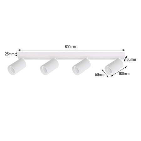 Kinkiet sufitowy poczwórny Spot GU10 biały