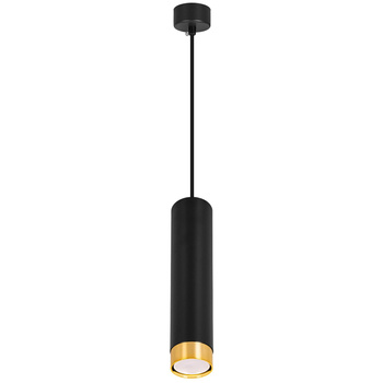 Lampa sufitowa wisząca na kablu Tuba LED GU10 czarna złota