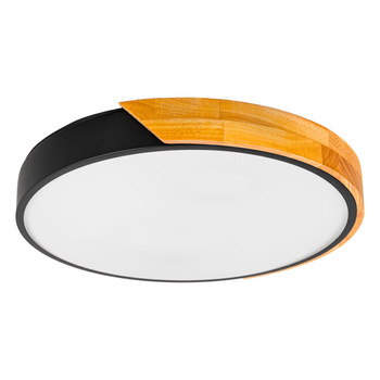 Plafon sufitowy LED czarny metal + DREWNO 40cm WOODLINE
